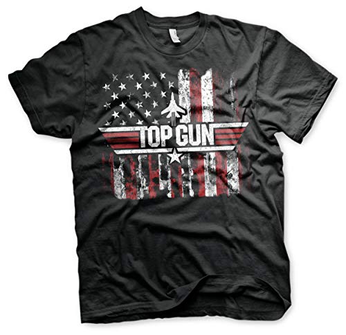 Top Gun Offizielles Lizenzprodukt America Herren T-Shirt Groß & Hoch Herren T-Shirt (Schwarz), 4XL