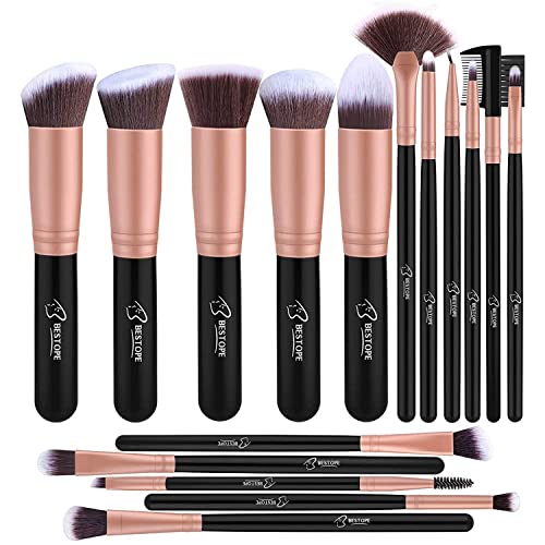 BESTOPE PRO Makeup Pinselset Rosa Gold, Professionelle Make Up Pinsel Set mit Gesichtspinsel, Schminkpinsel Set mit Lidschattenpinsel Augenpinsel