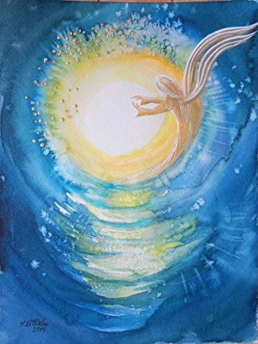silwi-art***** Engelbild Schutzengelbild Engelkarte XL/Wanddeko limitiert Dein Engel schickt Dir Licht Grußkarte Geschenkidee
