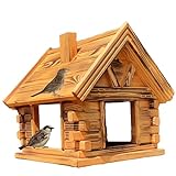 VOGELHAUS aus Holz Vogelhäuschen Vogelhäuser Vogelfutterhaus (Kiefer + gebranntes Holz)