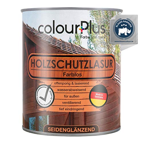 colourPlus® Holzschutzlasur (750ml, farblos) seidenglänzende Holzlasur Außen- Holz Grundierung - Holz Lasur - Holzlasur Aussen - Made in Germany
