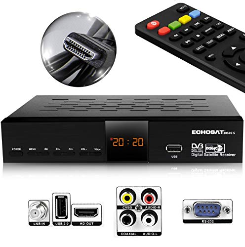 Hd-Line Echosat 20500 S Digitaler Satelliten HD Receiver (HDTV, DVB-S /DVB-S2, HDMI, AV, 2X USB 2.0, Full HD 1080p, Digital Audio Out) [Vorprogrammiert für Astra, Hotbird und Türksat]
