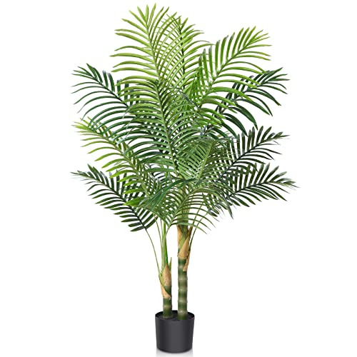Kazeila Kunstpalme Groß Plastikpflanzen 120cm Kunstpflanzen Groß Künstliche Palme Plastik Pflanze im Topf Deko für Haus Büro Balkon