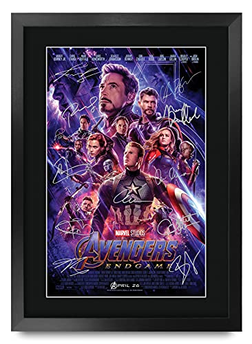 HWC Trading Avengers Endgame A3 Gerahmte Signiert Gedruckt Autogramme Bild Druck-Fotoanzeige Geschenk Für Marvel Captain America Ironman Thor Filmfans