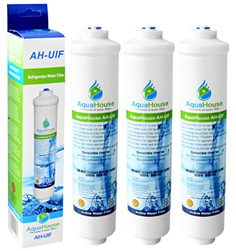 3x AquaHouse AH-UIF Kompatibel Universal Kühlschrank Wasserfilter passt für Samsung LG Daewoo Rangemaster Beko Haier usw. Kühlschrank Gefrierschrank