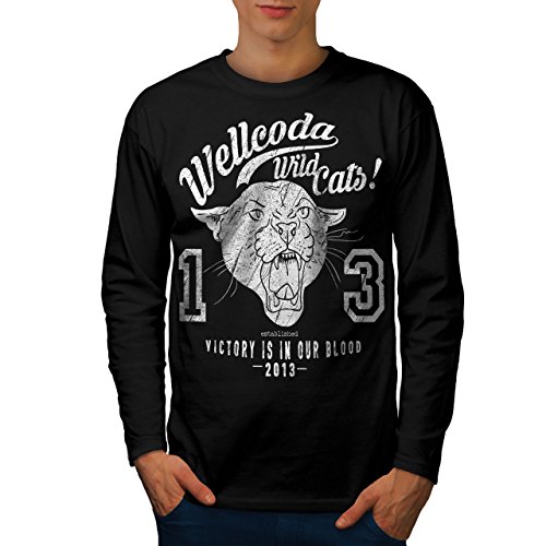 wellcoda Wild Katzen Männer Langarm T-Shirt Sieg  Grafikdesign