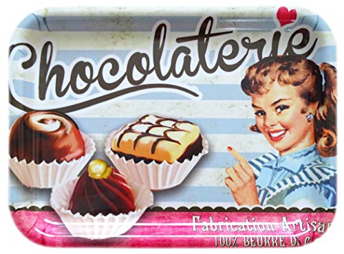 Lashuma Retro Melamintablett Motiv: Schokolade, Rechteckiges Küchentablett bunt, Serviertablett klein 31x23 cm
