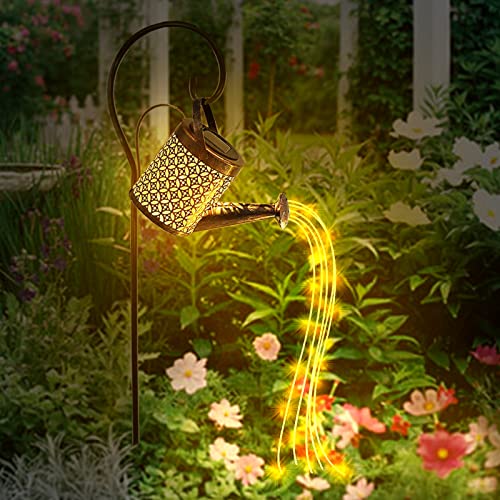 Solar Gießkanne Lichter LED Außen SolarLaterne Lampe lichterketten für aussen Garten, Fairy LED Solarleuchten Art Metall Vintage Deko Lampe für Yard Balkon Garden Path Lamp (mit Halterung)
