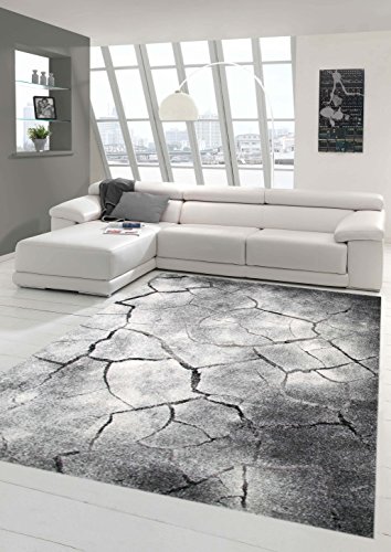 Teppich-Traum Designerteppich Moderner Teppich Steinoptik Wohnzimmerteppich Öko-Tex in Grau Schwarz, Größe 80x150 cm