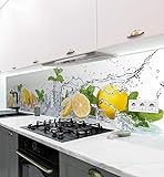 MyMaxxi - Selbstklebende Küchenrückwand Folie ohne Bohren - Motiv Zitrone - 60cm hoch - Klebefolie Wandbild Küche - Wand-Deko – Obst Blätter 220 x 60 cm