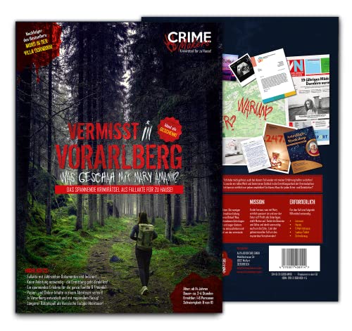 Crime Makers Detektiv Spiel - Rätselbuch Vermisst in Vorarlberg - Escape Room Spiel - Spannendes Rätsel Spiel - Gesellschaftsspiel für Erwachsene und Kinder - Tatort Krimi Spiel - Vermisstenfall