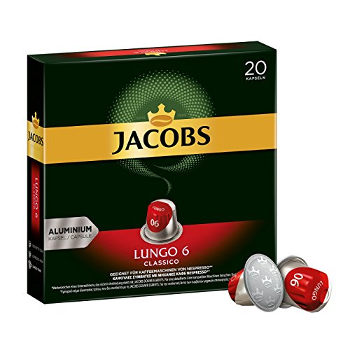 Jacobs Kaffeekapseln Lungo Classico, Intensität 6 von 12, 20 Nespresso®* kompatible Kapseln, 10 x 20 Getränke