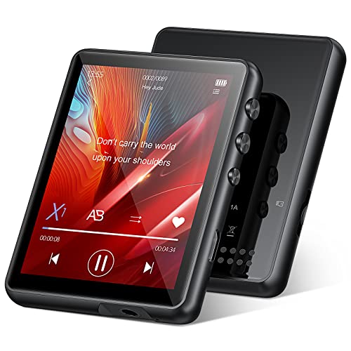 32GB MP3 Player Bluetooth 5.0, Touchscreen HiFi Verlustfreier Ton Musik Player mit Lautsprecher, Line-in Voice Recorder, FM Radio, bis zu 128 GB