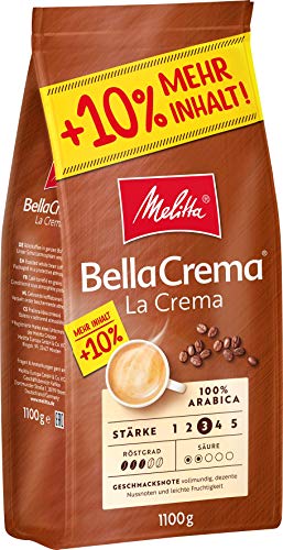 Melitta BellaCrema La Crema Ganze Kaffeebohnen, Stärke 3, 1.1Kg