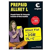 Congstar Prepaid Allnet L mit 15,00 € Guthaben (3 GB Datenvolumen + Allnet Flat in alle dt. Netze) SIM Karte
