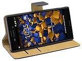 mumbi Tasche Bookstyle Case kompatibel mit Sony Xperia M4 Aqua Hülle Handytasche Case Wallet, schwarz