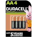 Duracell Rechargeable AA 2500 mAh Mignon Akku Batterien HR6, NiMH 1.2 V, 4er Pack