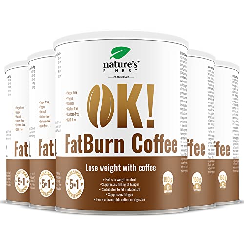 Nature's Finest OK! FatBurn Coffee | Mit 5 in 1 Wirkung zur Steigerung der Energie und zum Abnehmen | Es beschleunigt die Fettverbrennung und reduziert das Verlangen nach Nahrung