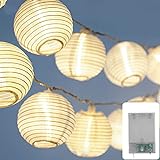 CozyHome LED Lampion Lichterkette Batterie | 20 LEDs 7 Meter mit Timer | Warm-weiß Lichterkette Außen Batterie - 8 Modi Einstellungen | Lampions Aussen Lichterketten batteriebetrieben auch für innen