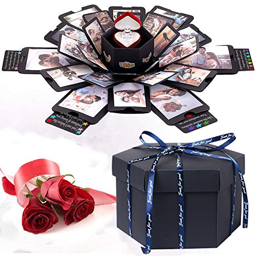LinTimes Kreative Überraschung Box DIY Explosionsbox Faltendes Fotoalbum, Geschenkbox mit 6 Gesichtern für Hochzeit, DIY Geschenk, Jahrestag Valentine