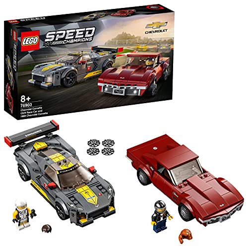 LEGO 76903 Speed Champions Chevrolet Corvette C8.R & 1968 Chevrolet Corvette Spielzeugauto, Modellauto zum selber Bauen, Rennwagen