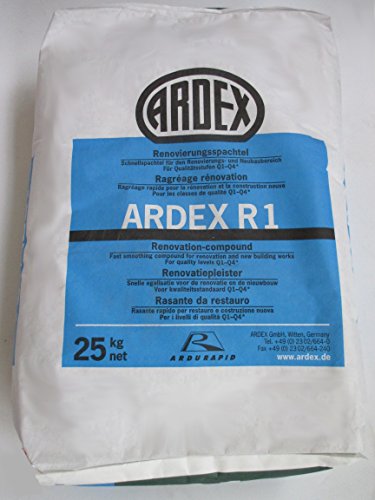 ARDEX R1 Renovierungsspachtel 25kg mit ARDURAPID-EFFEKT. Enthält Zement. Zum Glätten und Spachteln von Wand- und Deckenflächen im Renovierungs- und Neubaubereich.