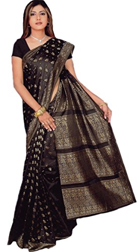 Trendofindia Indischer Bollywood Fashion Sari Stoff Damenkostüm Kleid Schwarz CA108