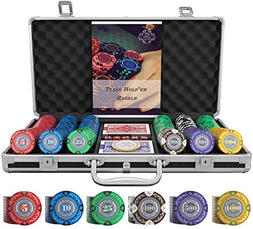 Bullets Playing Cards - Designer Pokerkoffer Tony Deluxe Pokerset mit 300 Clay Pokerchips, Poker-Anleitung, Dealer Button und Bullets Plastik Pokerkarten