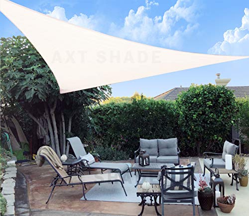 AXT SHADE Sonnensegel Dreieck 4x4x5,65m,atmungsaktiv Sonnenschutz HDPE mit UV Schutz für Terrasse, Balkon und Garten- Cremeweiß