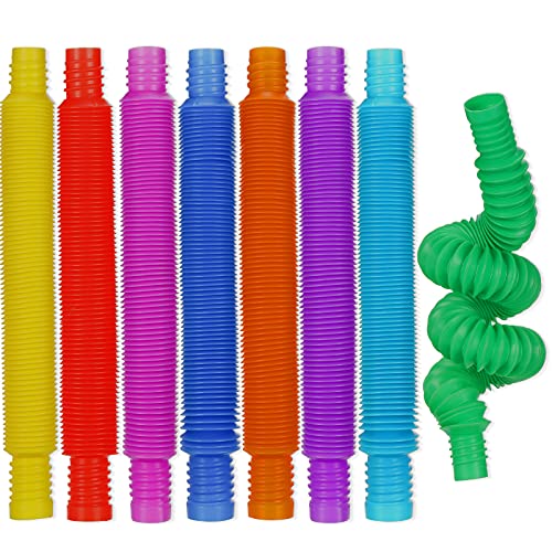 8 Stücke Mini Pop Röhren Sensorik Spielzeug, Bunt Stretchrohr-Sensorik Spielzeug, Pop Röhren Zappel Spielzeug für Stressabbau Party Bevorzugungen