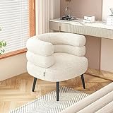 NaKeah Moderner Akzentstuhl, büschelte dekorative einzelne Sofa Stoff Sessel mit Beinen, gepolsterter Lesestuhl für Wohnzimmer Schlafzimmer Büro,B