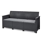 Koll Living Garden Lounge Sofa, 3-Sitzer - stilvolles Sofa in Rattan Optik - inklusive Sitzkissen - ergonomische Rückenlehne für maximalen Sitzkomfort