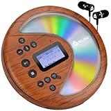 KLIM Discover Wood + Tragbarer CD-Player Walkman mit langlebigem Akku + Mit Kopfhörern + Radio FM + Kompatibler MP3-CD-Player Portable + SD-Karte, FM-Transmitter, Bluetooth + Ideal für Autos