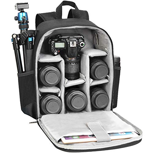 CADeN Kamerarucksack Camera Backpack Wasserabweisend Kameratasche Fototasche Kompatibel mit Sony Canon Nikon（Schwarz）