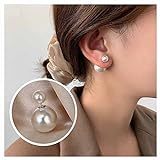 Allereya Vintage Perlenohrstecker Ohrringe Große Perlenohrringe Silber Vorne Hinten Ohrringe Doppelseitige Perlen Ohrstecker Schmuck Für Frauen Und Mädchen