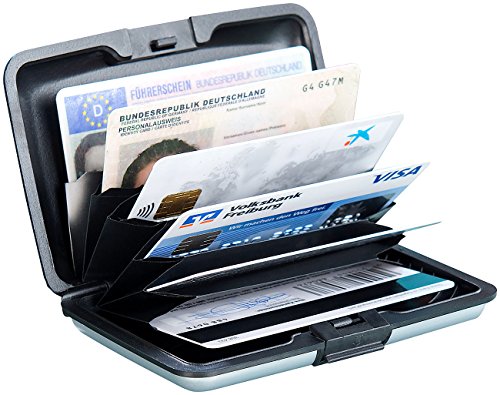 Xcase Kartensafe: Edles RFID-Kartenetui aus Aluminium, Schutz für bis zu 6 Chip-Karten (Kreditkartenetui Aluminium)