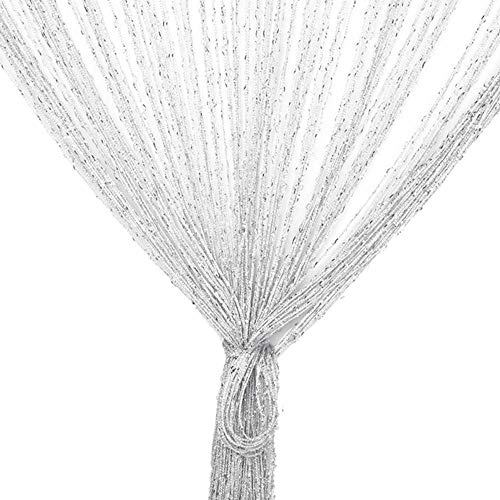 TRIXES weiß Fadenvorhang im Tautropfen Design als Raumteiler Fliegenschutz oder als Festliche saisonale Dekoration Voller Größe: 90cm x 200cm - Vorhänge