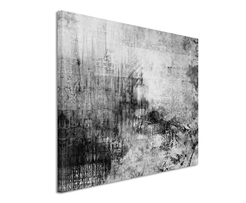 Paul Sinus Art 50x70cm Leinwandbild schwarz weiß in Topqualität Abstrakt Acryl mit Pinsel II