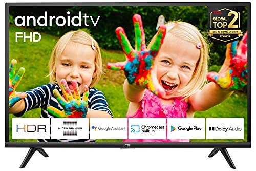 TCL 32ES570F Full HD LED Fernseher 32 Zoll (80 cm) Smart Android TV (HDR, Micro Dimming, Dolby Audio, Triple Tuner, Prime Video, Google Assistant, Bluetooth, Wi-Fi) Schwarz