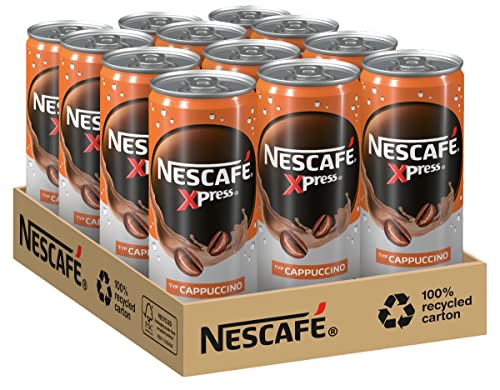 NESCAFÉ XPRESS Cappuccino, trinkfertiger Iced Coffee Cappuccino in der Dose für unterwegs, koffeinhaltig, 12er Pack (12 x 250ml)