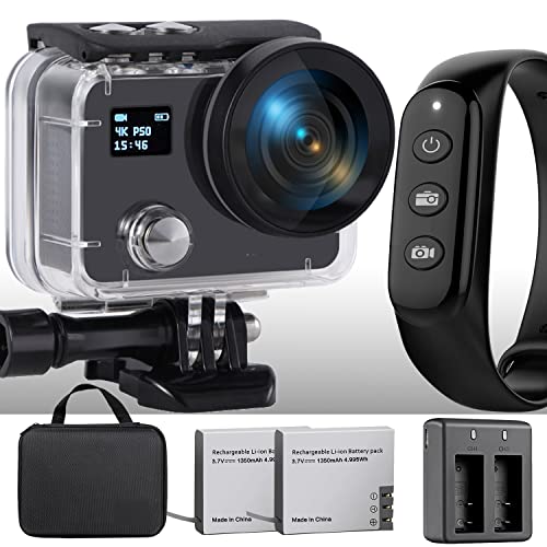 IXROAD Action Cam 4K 50fps WiFi EIS Unterwasserkamera Helmkamera wasserdichte Kamera 40M mit Touchscreen, Fernbedienung, 2 Akkus und Zubehör Kit