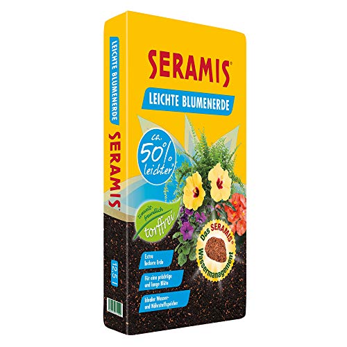 Seramis Torffreie, leichte Blumenerde, 12,5 l – extra lockere Pflanzenerde für Grün- und Blühpflanzen, 50 % leichtere Erde mit Pflanz-Granulat