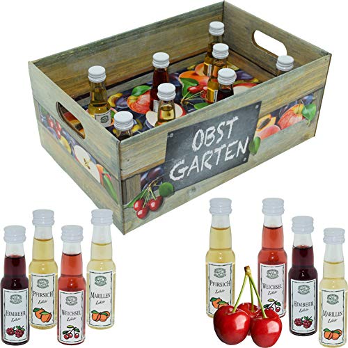 Obstgarten · Witzige Geschenkidee für Männer und Frauen mit Alkohol · 8 x Obst-Likör · Hochwertige Geschenkbox