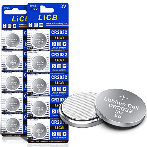 LiCB 10 Stück CR2032 3V Lithium Knopfzellen CR 2032 Batterien