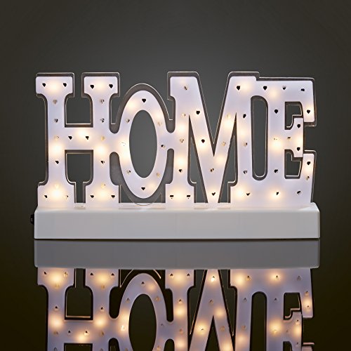 Hellum LED Schriftzug 'Home', 25 LED, warmweiß, batteriebetrieben (3x AA, nicht enthalten), innen IP20, Winterdecoration, Wohnzimmer, Dekoration, Weihnachtsdecoration, 522464