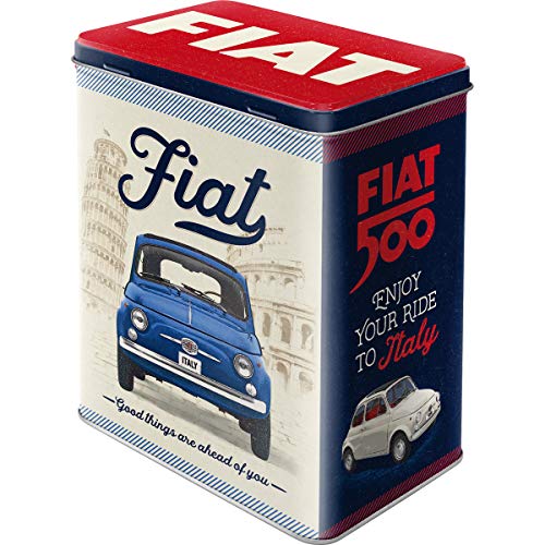 Nostalgic-Art Retro Vorratsdose L, Fiat 500 – Good things – Geschenk-Idee für Auto-Fans, Große Kaffee-Dose aus Blech, Vintage-Design, 3 l