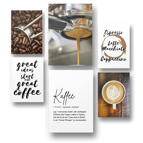 Freyheit | Poster Set | 6 Bilder als stilvolle Wanddeko | 2X DIN A4 und 4X DIN A5 | OHNE Rahmen (Kaffee)