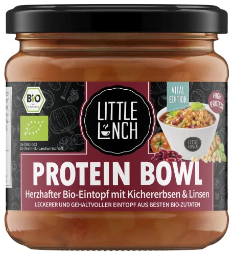 Little Lunch Bio Eintopf Protein Bowl | Linseneintopf, Bohneneintopf | 350ml | 100% Bio-Qualität | Vegan | Ohne zugesetzten Zucker | Laktosefrei | Keine künstlichen Zusätze | Ohne Geschmacksverstärker