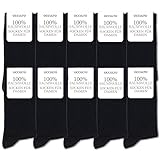 Occulto Damen 100% Baumwolle Socken 10er Pack (Modell: Inge) 10 Paar | Schwarz 35-38