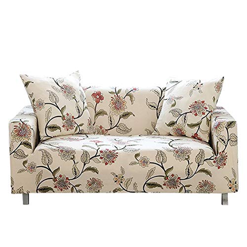 Carvapet Elastischer Sofabezug Sofahusse Gedrucktes Muster Couchbezug Sofa Couch Überwürf (Blume, 3 Sitzer)